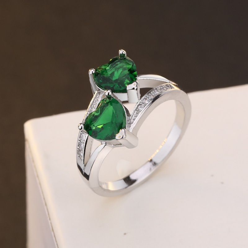 Aksesoris Perhiasan Fashion Goldkingdom Ready Stock Wish Populer Di Eropa Dan Amerika. Cincin Zirkon Berbentuk Cinta Ganda Warna Berlapis Dengan S925 Silver Zircon Ring