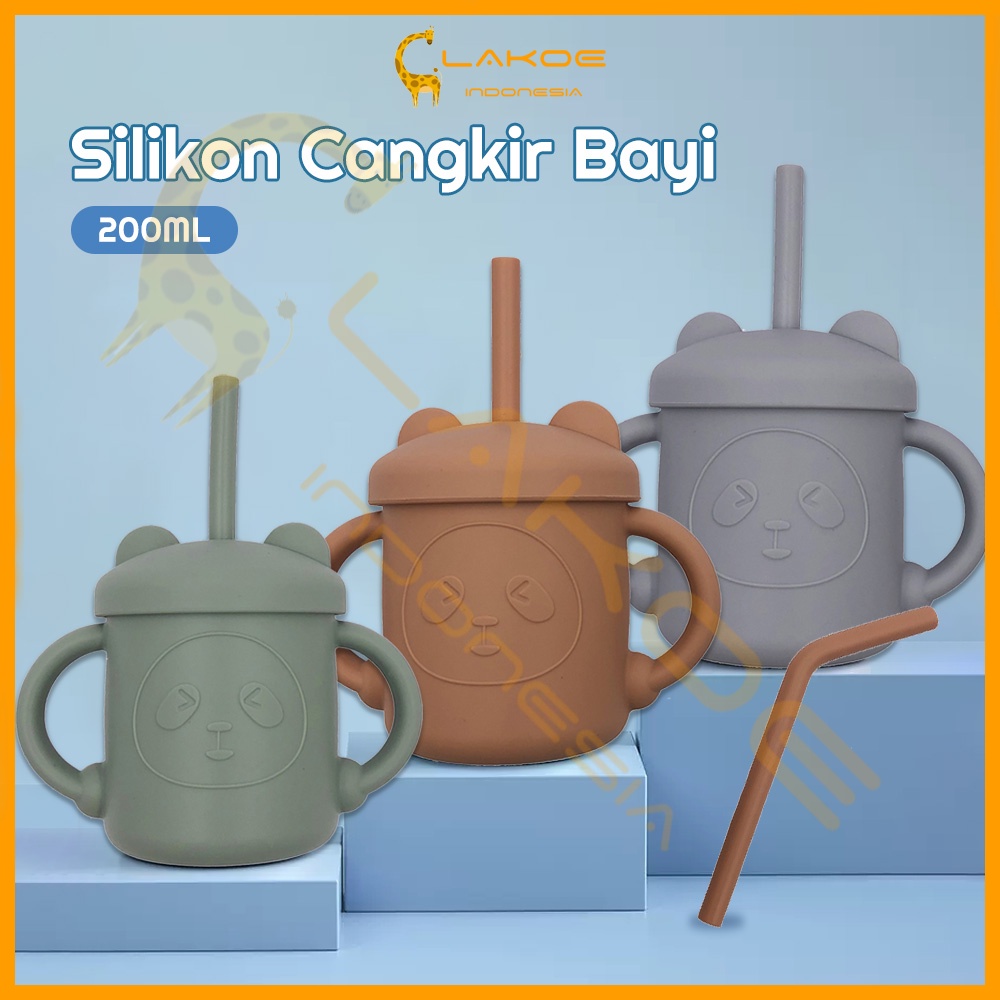 Lakoe Gelas Silicon Bayi Training Cup Bayi Silicone Baby Sippy Cup Anti Tumpah