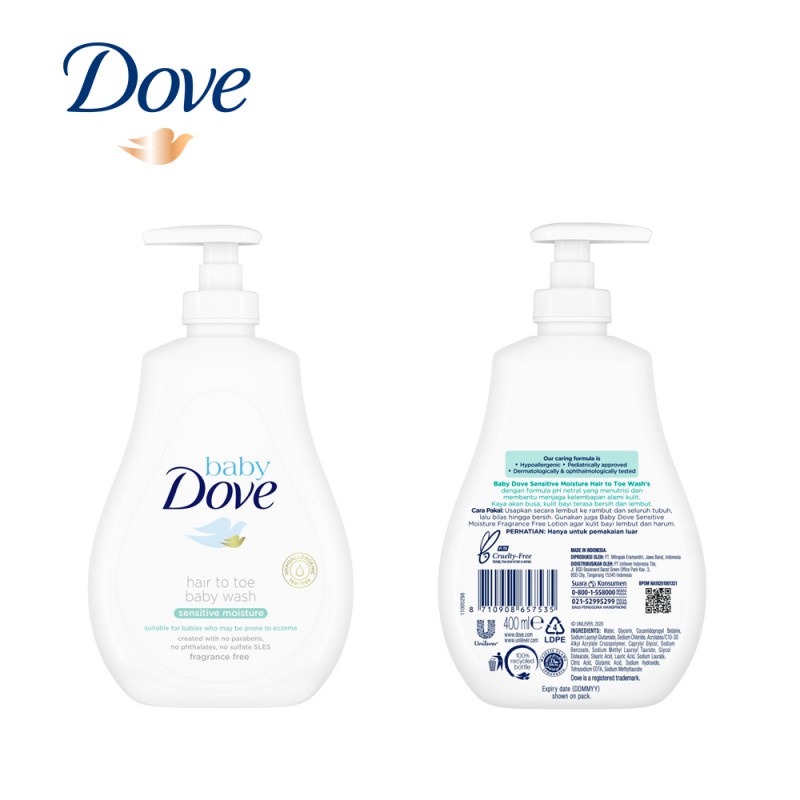 Dove Baby Wash Hair to Toe Sabun Bayi - Sensitive Moisture Pump 400 ml