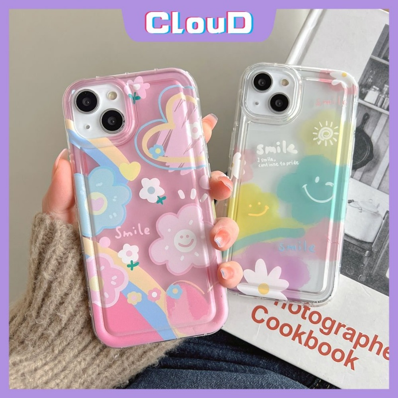 Cute Smile Case Untuk Samsung A50s A03 A04E A32 A04 A30s A50 A12 A04s A13 A30 F23 M23 A52s A11 A52 A23 A03s A20 A02s M13 Ins Korea Cat Air Bunga Shockproof Airbag Lembut Tpu Cover