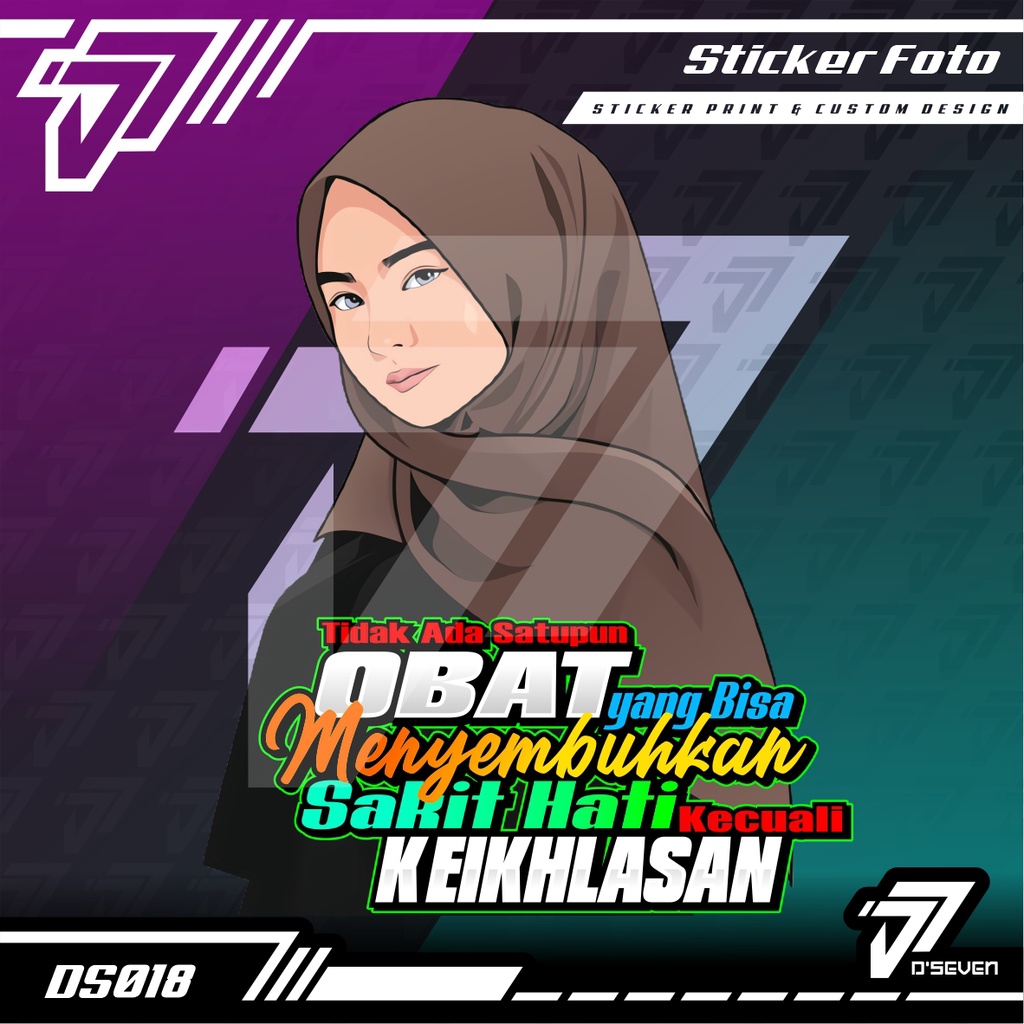 Stiker Foto Cewek Cantik Hijab Vector Custom Bisa Request Foto & Kata-kata - Stiker Mobil / Motor / 