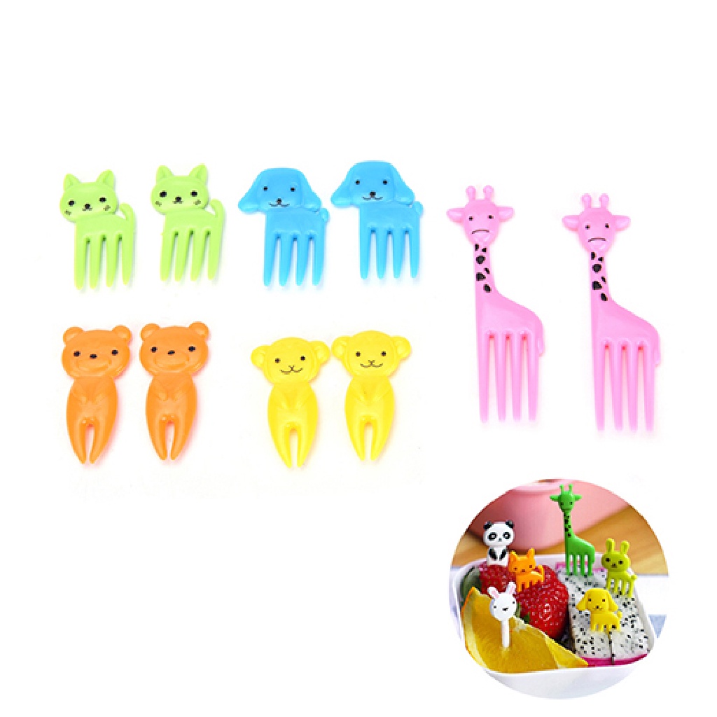 Prt 10pcs Animal Farm Kartun Buah Garpu Tanda resin Tusuk Gigi Buah Untuk Anak sign PRT