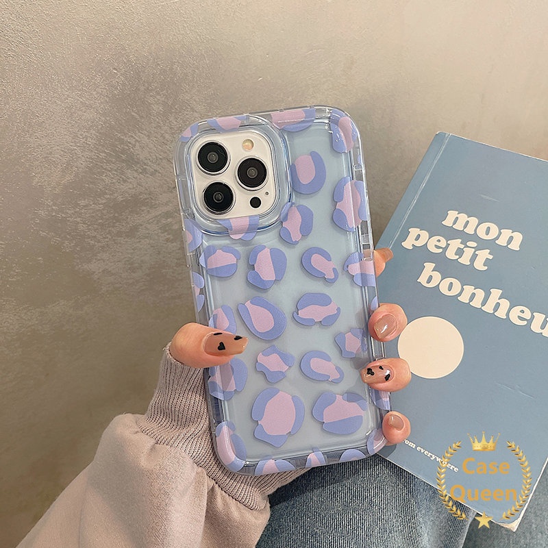 Shockproof Airbag Silicon Ins Fashion Ungu Leopard Print Casing Redmi Note 11s 9 11 10 10s Note10s Note11 Note9 Note10 Redmi 10A A1 10 9C NFC 9T 9A Casing TPU Lembut Transparan