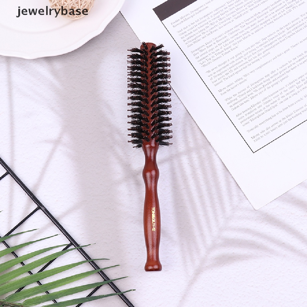 [jewelrybase] 1pc Twill Lurus Sisir Rambut Bulu Babi Alami Rolling Brush Styling Tools Butik