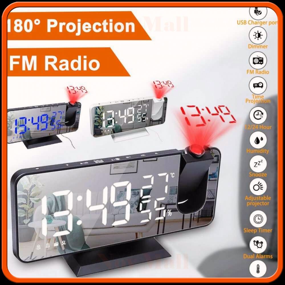 Jam Alarm Digital Proyektor Temperature Humidity FM Radio -JM586