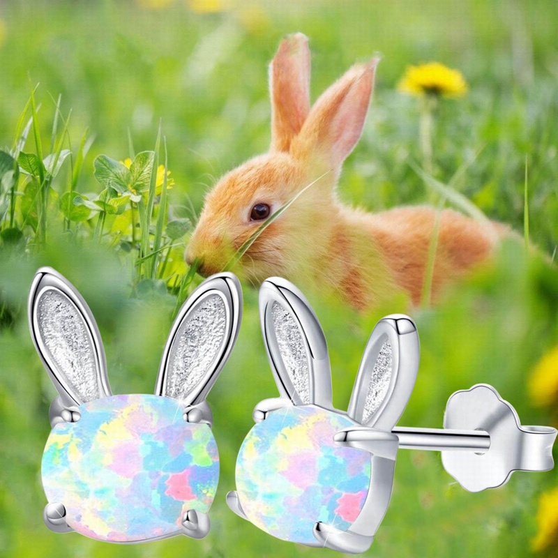 Rabbit Opal Ear Studs2023Anting Korea Baru Earing Berlian Fashion Aksesoris Cewek