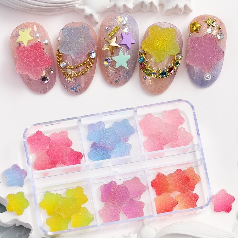 Siy 1kotak Berlian Kuku Bening Glitter Desain Nail Rhinestones Resin Batu Kuku Permata Nail Art Aksesoris Bunga Kuku C