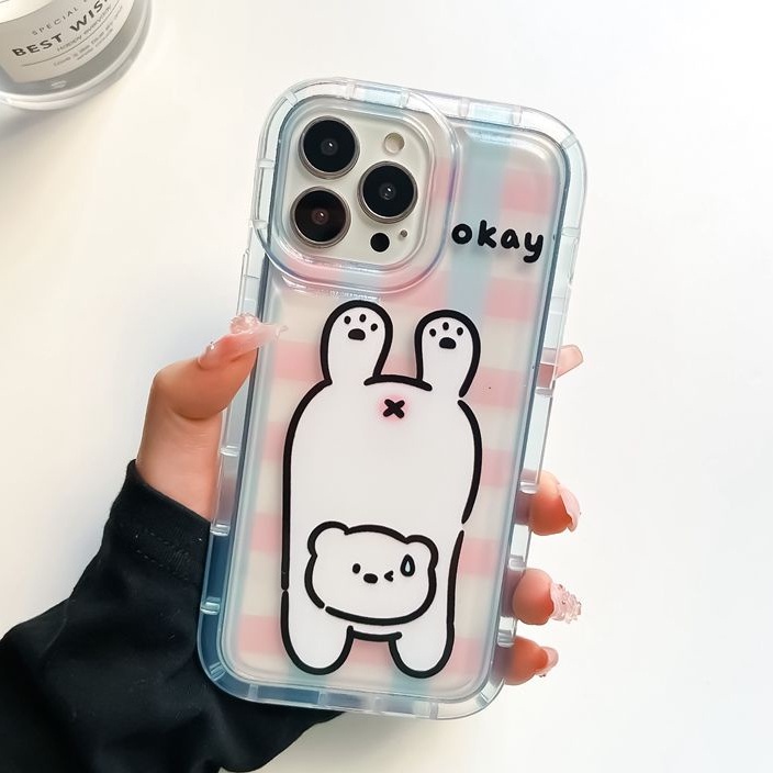 Soft Phone Case Kompatibel Untuk IPhone Casing Lucu14 13 11 12 Pro XS Max X XR 7 8 Plus Transparan TPU Silikon Shockproof Cover