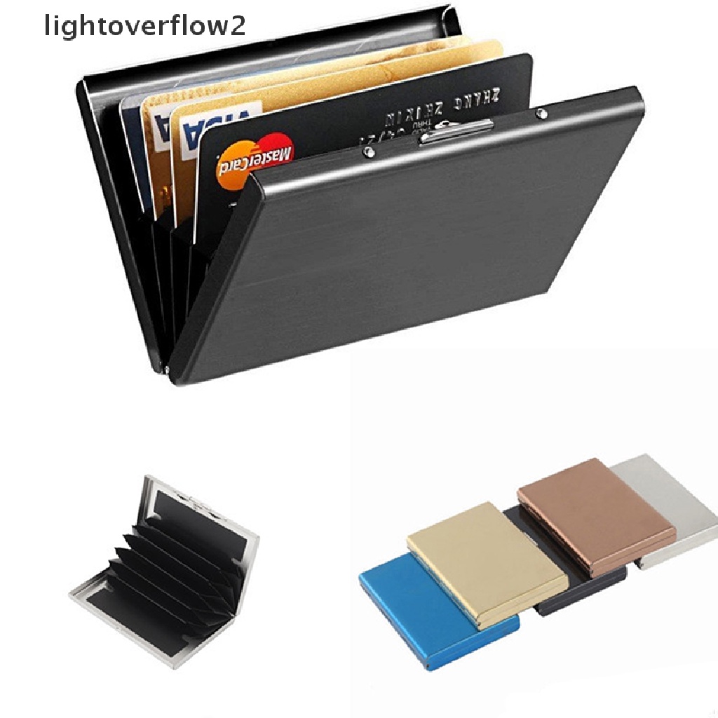 [lightoverflow2] Fashion Aluminium Antik Card Holder Wanita Pria Logam Sapi Kredit [ID]