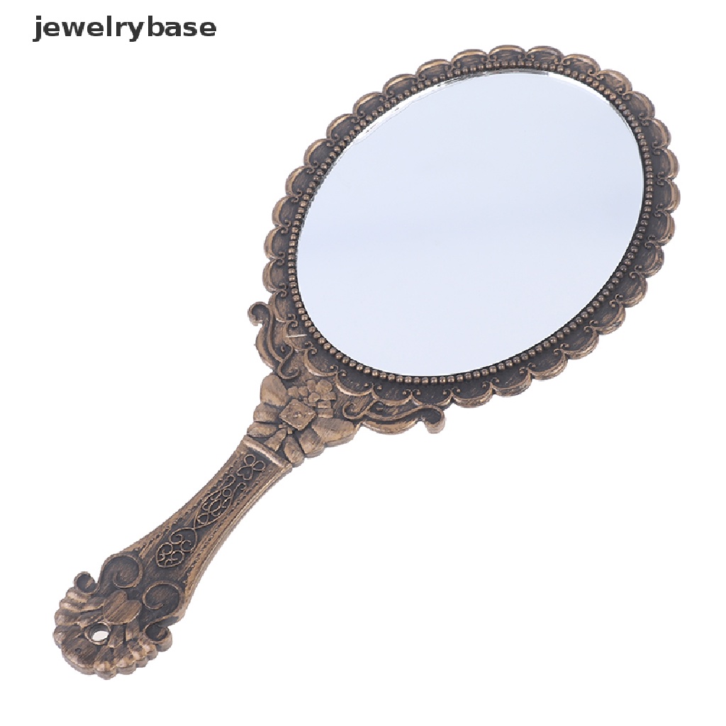 [jewelrybase] Vintage Ukir Handheld Vanity Mirror Cermin Rias Tangan Gagang Kosmetik Butik