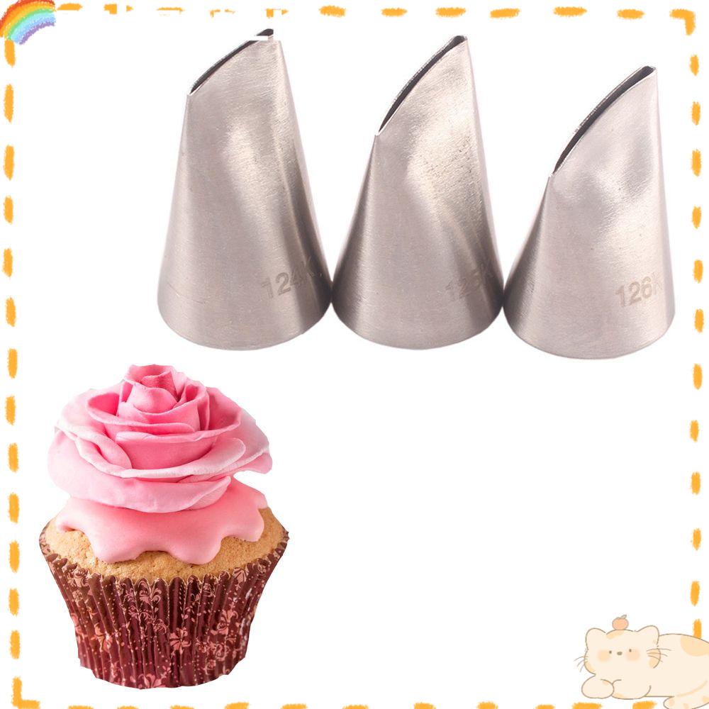 Solighter 3PCS Icing Piping Nozzle DIY Bakery Pastry Tips Stainless Steel Cupcake Baking Cetakan