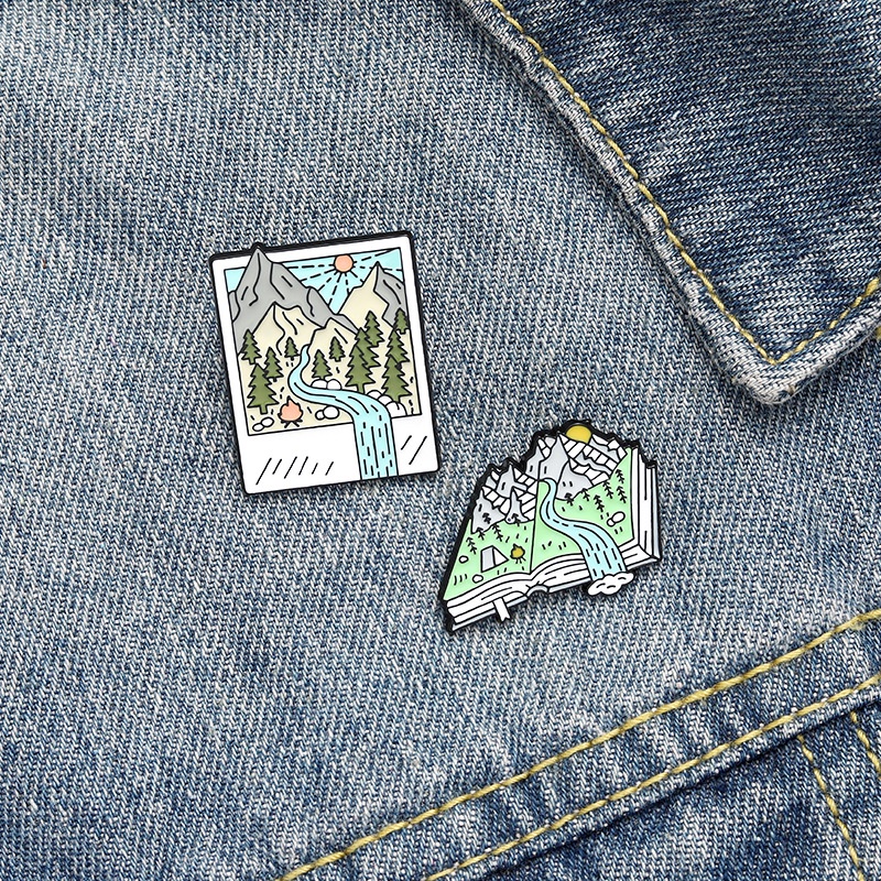 Luar Ruangan Gunung Enamel Pin Liar Camping Hiking Bros Lencana Tas Pakaian Kerah Pin Adventure Badge Perhiasan Hadiah