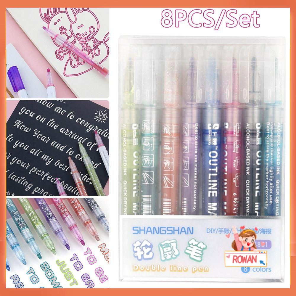 R-flower Outline Pen Hadiah Anak Alat Tulis Menandai Kunci-point Hand Akun Candy Color Marker Set