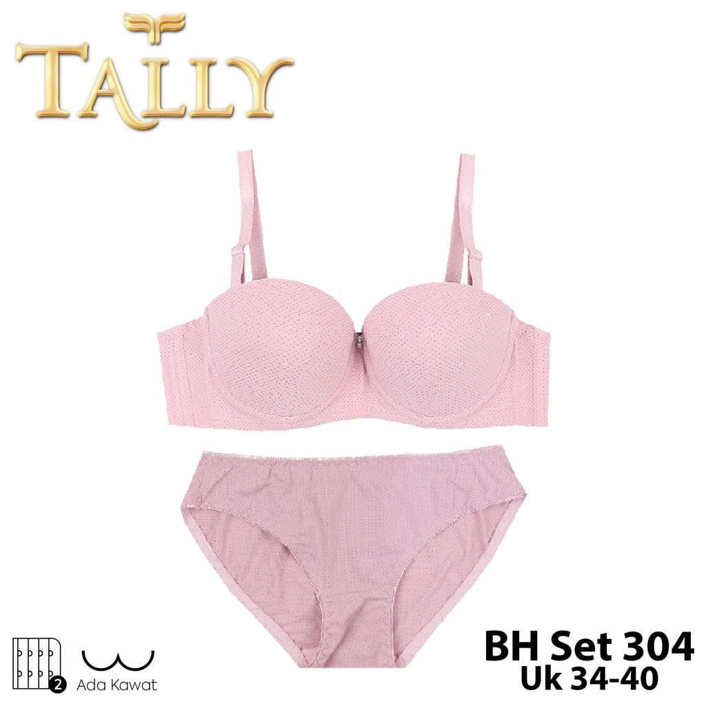 TALLY Bra Set Ada Kawat Bahan Stretch Pori Busa Tipis Cup B Polos BH 304 Toko keanulova