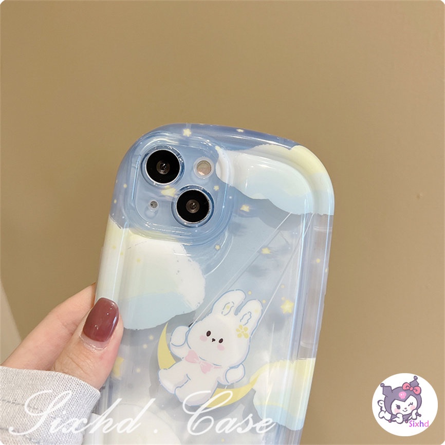 IPHONE Kompatibel Untuk Iphone14 13 12 11 Pro Max SE 2020 X Xr Xs Max8 7 6 6s Plus Cute Moon Rabbit AirBag Case Lembut Shockproof Cover Pelindung