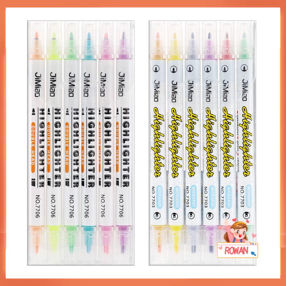 R-flower 6warna/set Stabilo Siswa Hadiah DIY Fluorescent Pen Kreatif Alat Tulis Spidol Warna