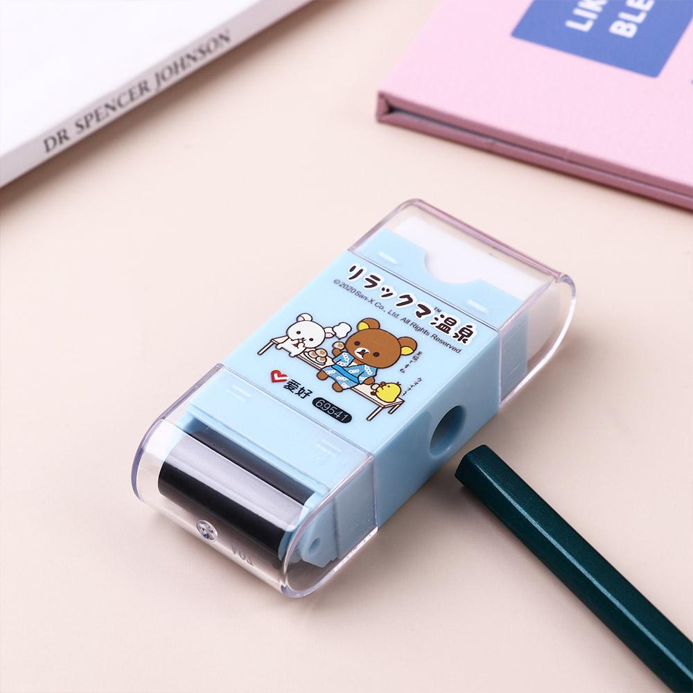 Mxbeauty 3in1 Pensil Sharpener Eraser Roller Kawaii Anak Perlengkapan Seni Alat Tulis Siswa Sekolah Alat Kantor Menggambar Sketsa Built-in Cleaning Roller