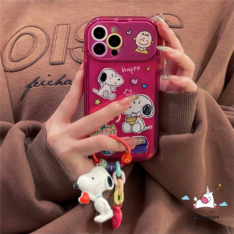 IPHONE Casing Cermin TPU Lembut Shockproof Kompatibel Untuk Iphone11 14 13 12 11 Pro MAX XR 7 8 Plus X XS MAX SE 2020 Kartun Snoopy Charlie Brown Creative Flip Make Up Mirror Case