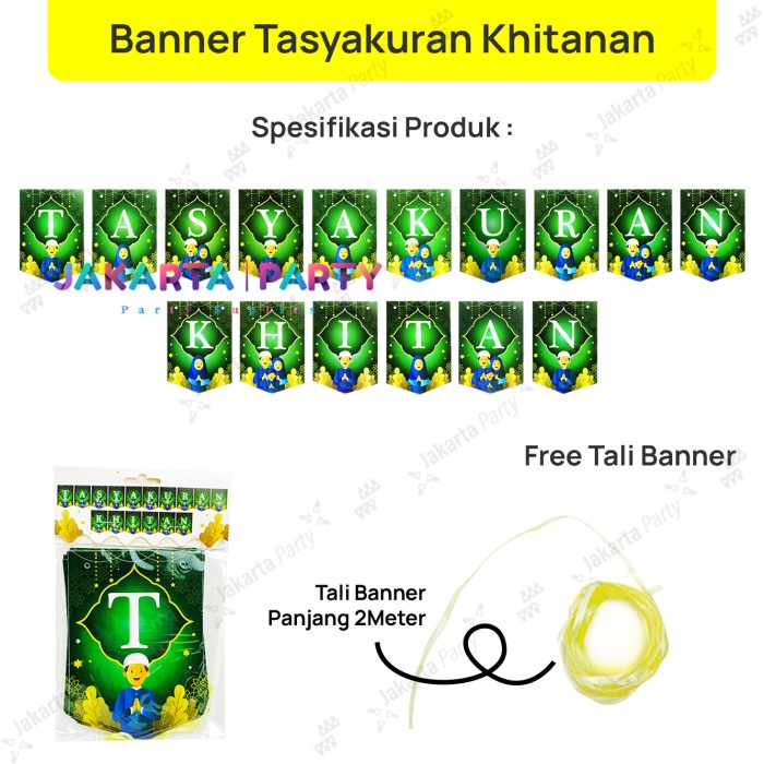 Banner Khitan / Bunting Flag Tasyakuran Khitanan / Banner Khitan Hijau