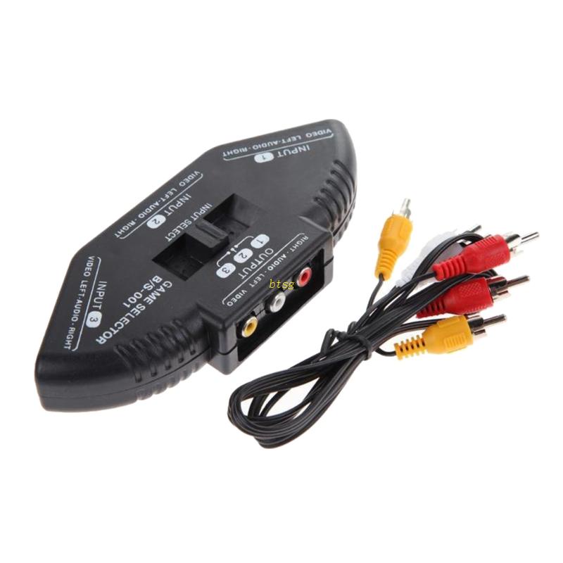 Btsg AV Switch Splitter Selector Kabel AV Komposit RCA 3ke1 Untuk STB TV DVD Player