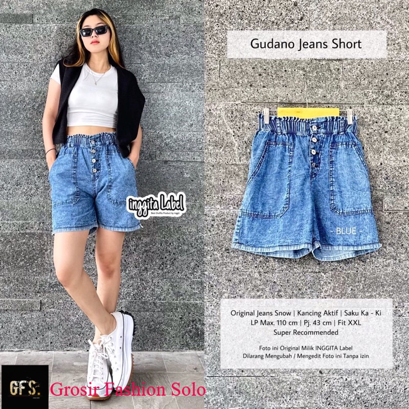 GUDANO JEANS SHORT | CELANA PENDEK WANITA | LP MAX110 FIT XXL BY INGGITA