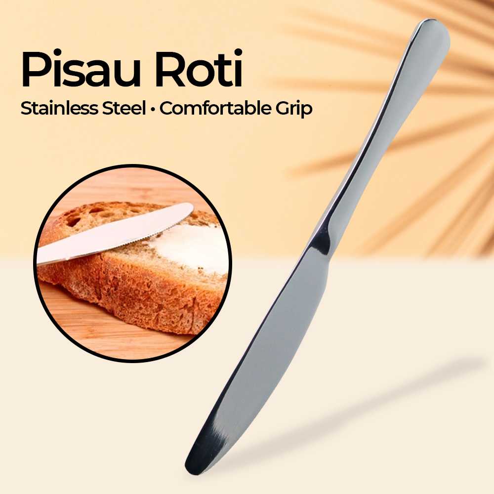 Pisau Roti Dessert Table Knife Stainless Steel Comfortable Grip Piso Tajam Bergigi Potong Roti Stainless Steel