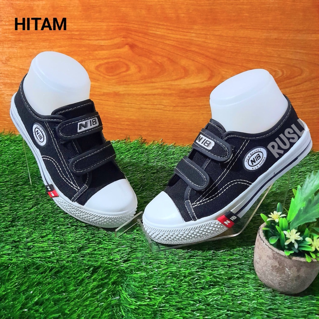 (COD) Sepatu Sekolah All Star Sneaker Pendek Perekat Anak Pria Wanita NB KLS