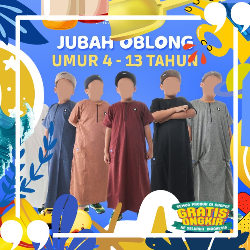 Soft New / Jubah Oblong Anak Laki - Laki Baju Jubah Anak Polos 4 - 13 Tahun Baju Gamis Jubah Anak Le