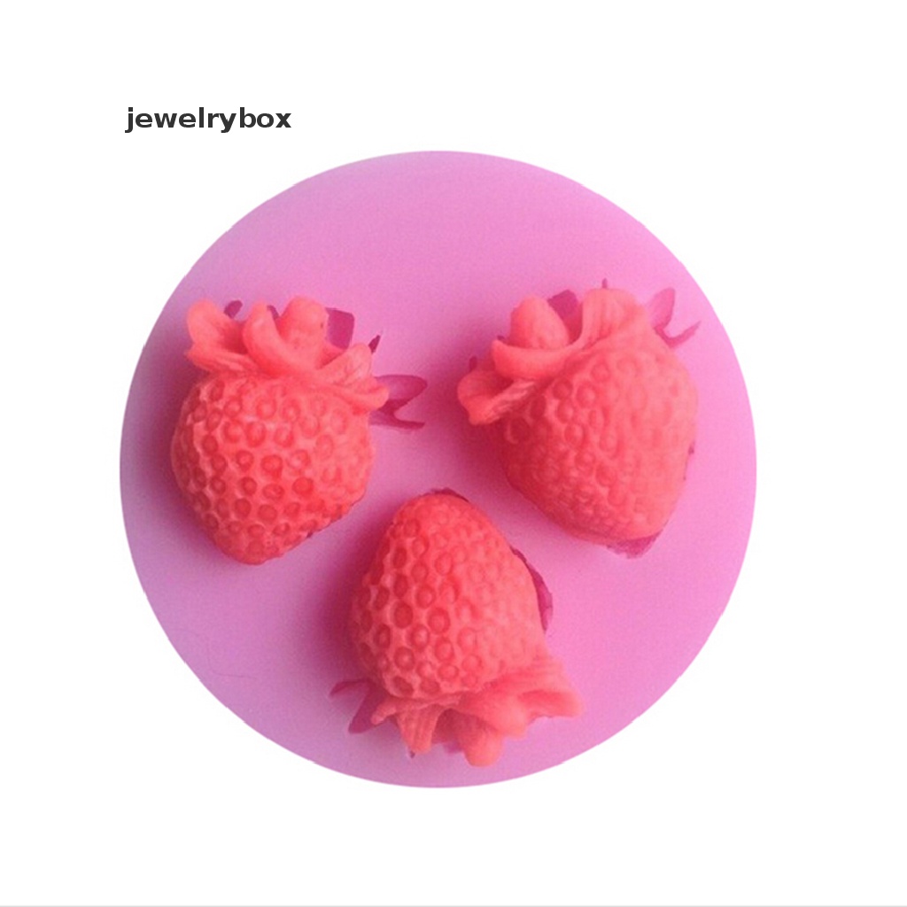 [jewelrybox] Cetakan Silikon Fondant Kue Coklat Decorag Baking Soap Mold Strawberry Boutique