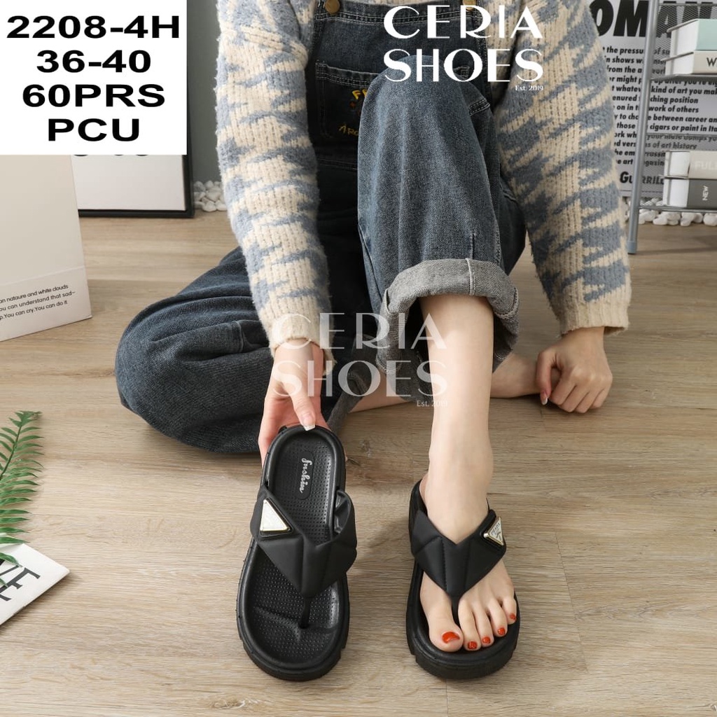 PVC Sandal Jepit Wanita Karet Import Jelly Pin Gold Bahan Tebal Empuk Anti Slip 2208