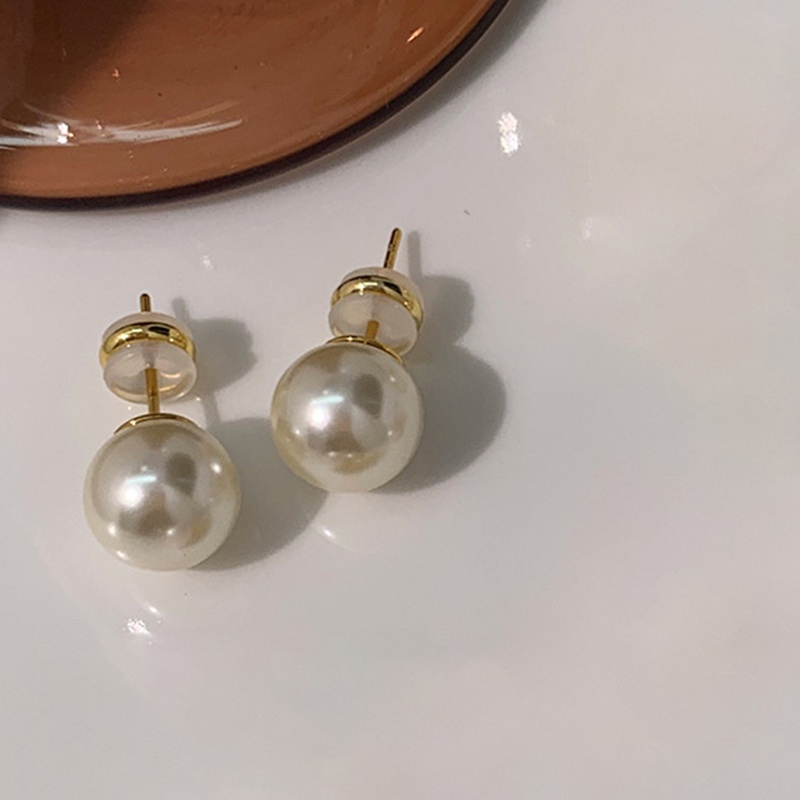 Ladies Fashion Pearl Stud Earrings Alloy Anting Pejantan
