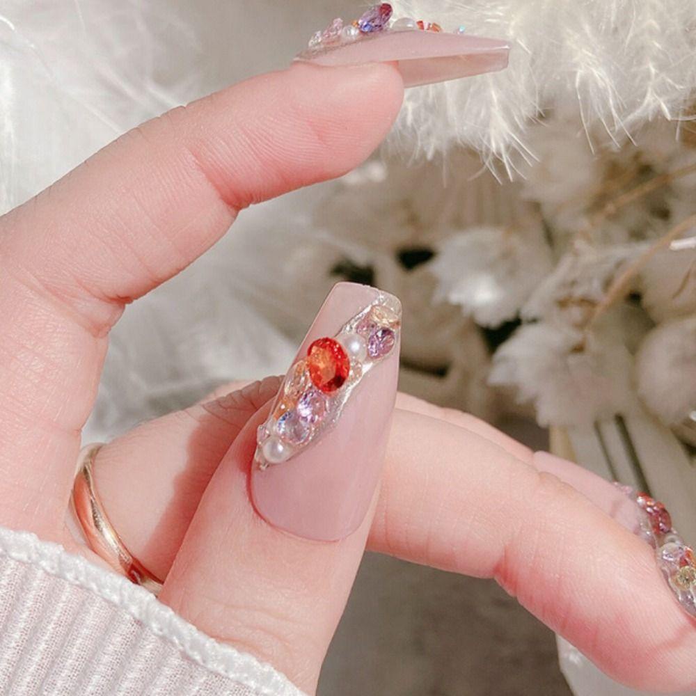 AUGUSTINA Agustina Aksesoris Manicure 3D Untuk Ornamen Nail Art Zirkon Bulat Mewah Profesional