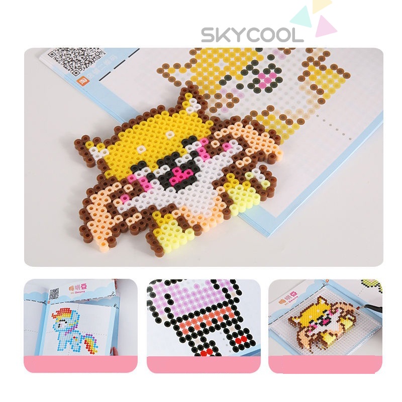 Kit manik-manik sekering mainan pendidikan 24 warna eksklusif manik-manik Perler 1350 untuk membuat seni piksel kreatif hadiah DIY terbaik untuk anak-anak