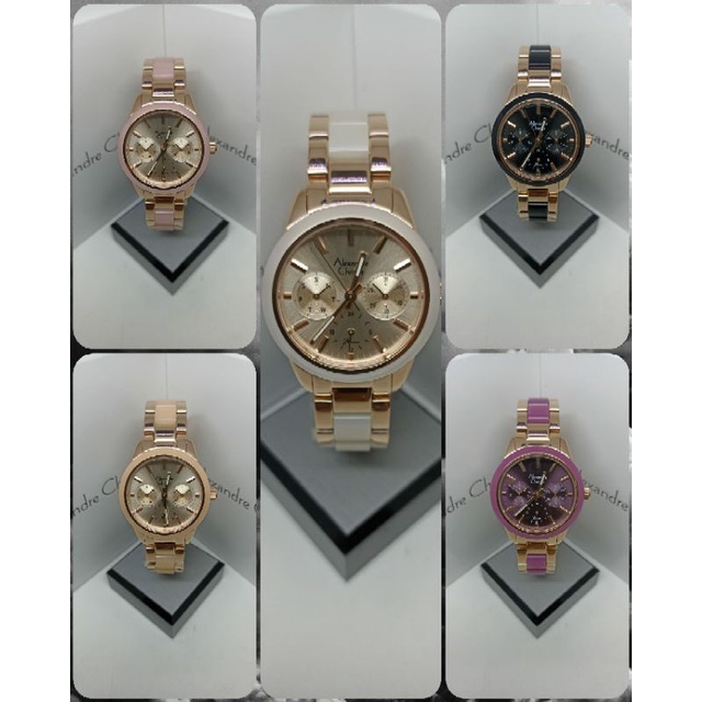 Jam Tangan Wanita Alexandre Christie 2A41 AC2A41 AC 2A41 Tali Besi Kombinasi Fiber