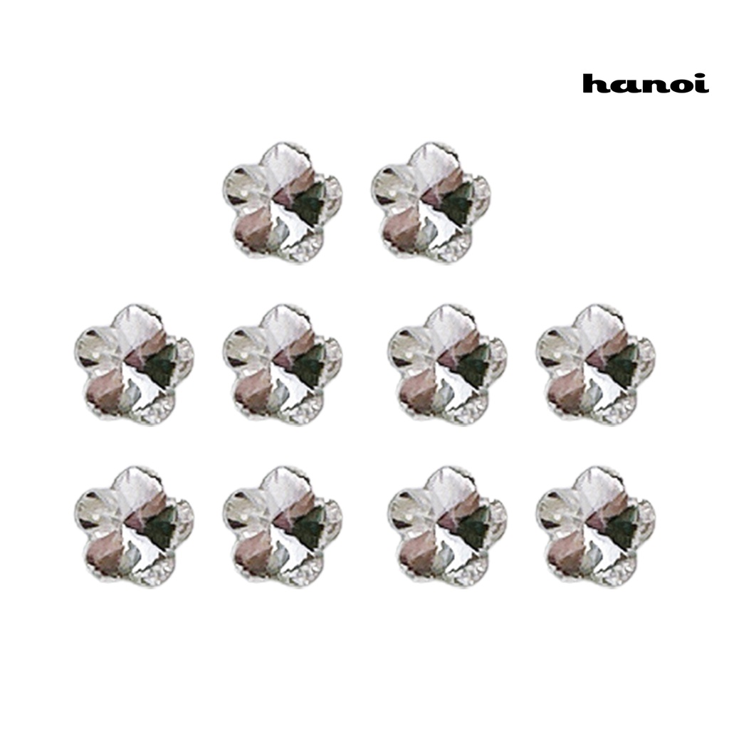 Hi 10Pcs Kuku Berlian Imitasi Bersinar Tiga Dimensi Tidak Jatuh Mempesona Efek Visual DIY Mini Manicure Plum Blossom Faux Crystal Manicure Store Supply