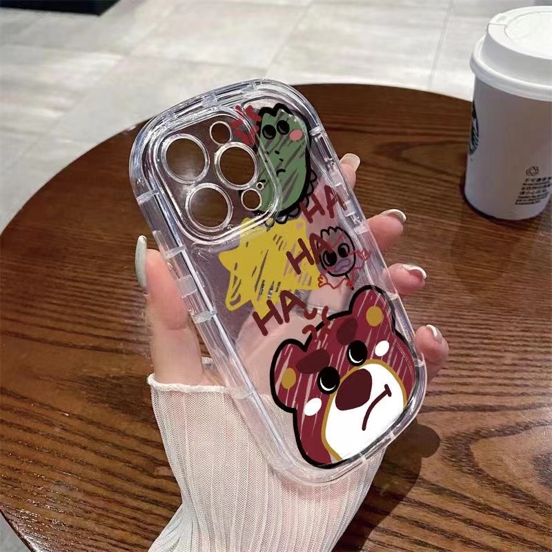 IPHONE Casing Ponsel Tahan Guncangan Kompatibel Untuk Iphone14 13 11 12 Pro XS Max Beruang Lucu Casing Transparan X XR 7 +8 Plus Cover Silikon TPU Lembut
