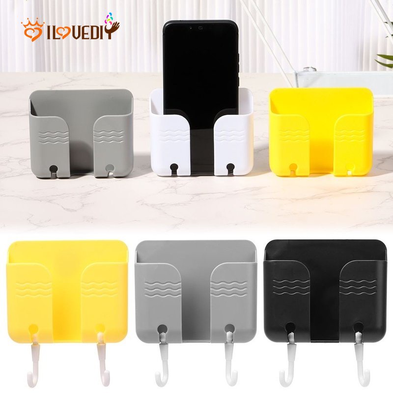 Kotak Penyimpanan Organizer Yang Dipasang Di Dinding Bebas Paku/Remote Control Mounted Mobile Phone Plug Wall Holder/Rak Dinding Dengan Hook Type Charging Base Bracket/Rumah Rak Dinding Multifungsi