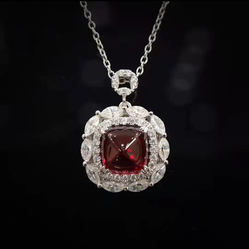 Goldkingdom Fashion Perhiasan Aksesoris Ready Stock Mozambik Alami Ditanam Ruby Gula Menara Cincin Wanita Mewah Harta Warna-Warni Set Berlian Merah Anting Liontin