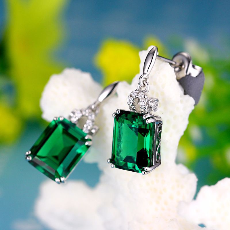 Goldkingdom Fashion Perhiasan Aksesoris Ready Stock Perak Disepuh Zamrud Anting Batu Permata Warna-Warni Turmalin Anting Perempuan Earrings Jewelry.