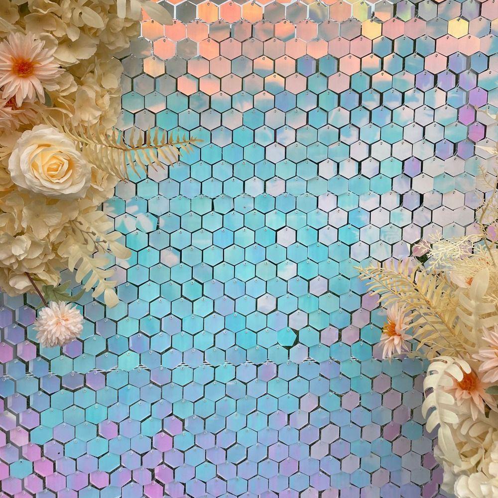 Wonder Hexagon Shimmer Board Hajatan Festival Dekorasi Pesta Ulang Tahun Backdrop Dinding