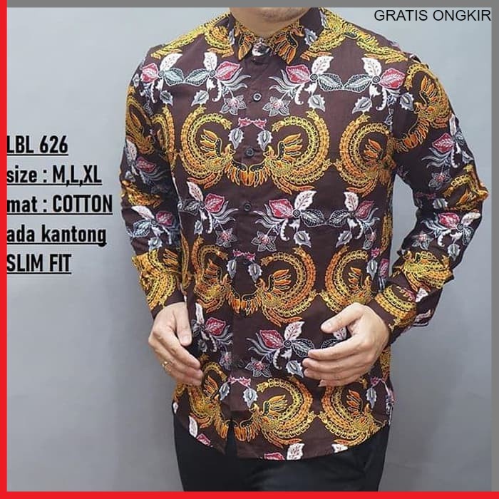 KEMEJA PRIA BATIK LENGAN PANJANG HEM BAHAN KATUN HALUS 40S LBL 626 BAJU MODERN MEWAH SLIMFIT SLIM FIT BY JAKARTA