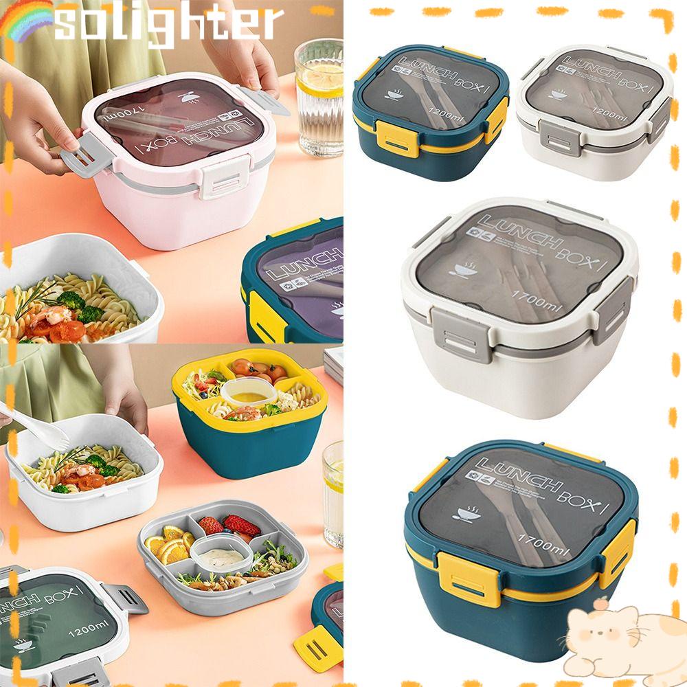 Solighter Lunch Box Microwavable Double Layer Dengan Sendok Wadah Makanan