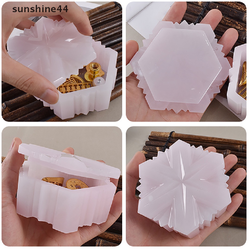 Sunshine DIY Bintang Berujung Enam Kotak Penyimpanan Cetakan Silikon Bintang Kotak Penyimpanan Perhiasan Kristal Epoxy Resin Cetakan ID