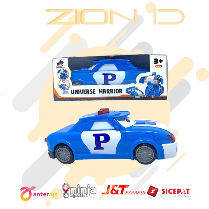 Mainan mobil poli transform universe warior poli