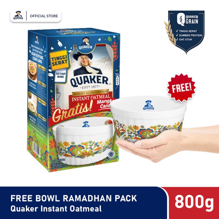 

[Ready Stock] Quaker Instant Oatmeal 800 Gr - Exclusive Ramadan Pack FREE Bowl