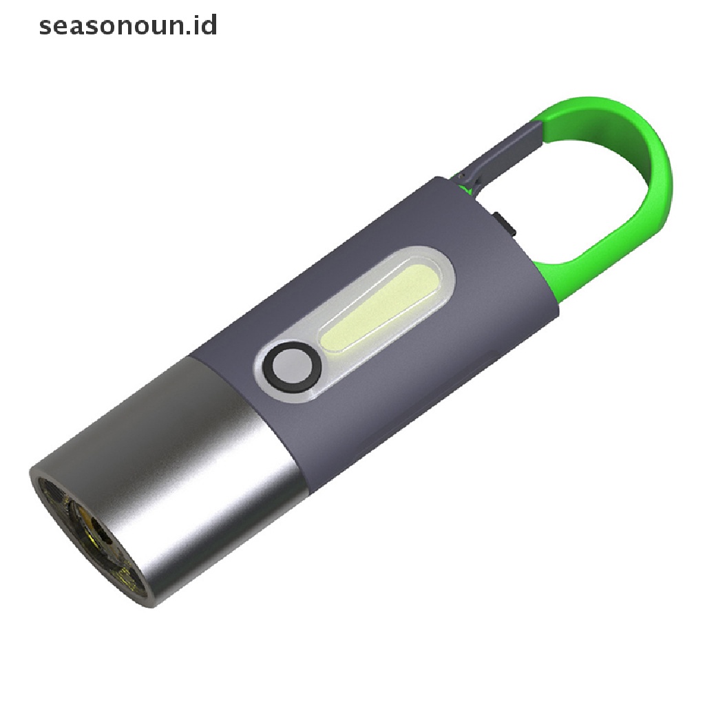 Seasonoun Senter Lampu Kuat Mini Portabel USB Rechargeable KeyChain Work Light.