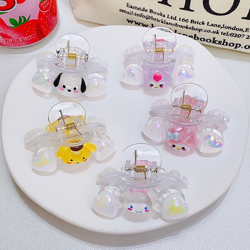 Thin Flashing Sanrio Mini Hair Clip Korean Hairpin Cute Sweet Girl Heart Kuromi Hair Accessories Cartoon Bangs High Ponytail Handy Tool