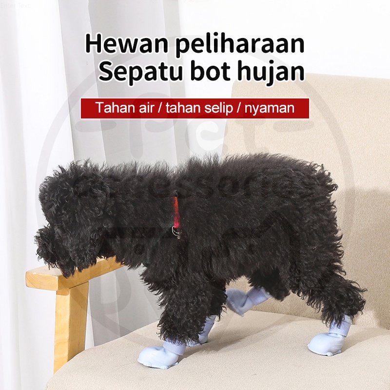 4 Pcs Sepatu Anjing Poodle Karet Anti Air Sepatu Kucing Sepatu Hewan