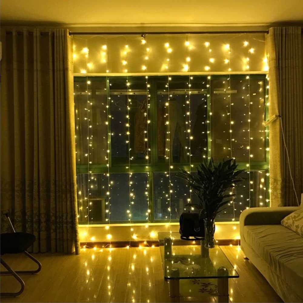 (BISA COD) FTIHSHP LED Lampu Hias Gorden String Lights Wedding Decoration 3x3 Meter - 300L