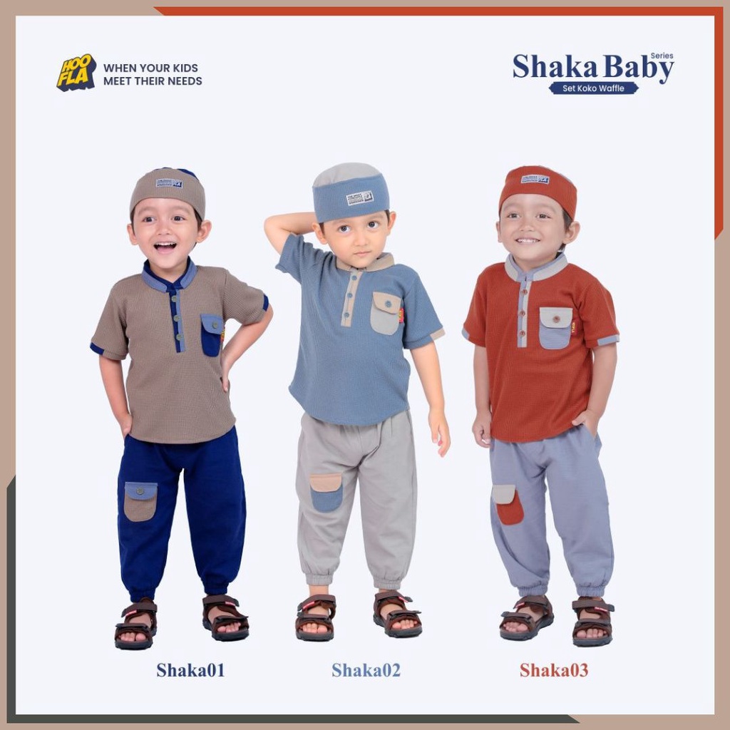 HOOFLA Baju Setelan Koko Anak Usia 6 Bulan - 5 Tahun FREE Peci Keren Lucu Shaka baby Series